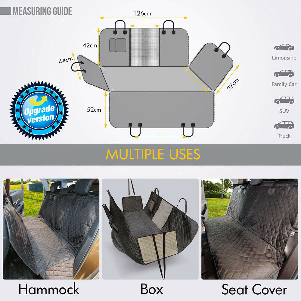 Luxury Waterproof Pet Car Seat Cover Hammock - Non-Slip Protector for Dogs and Cats